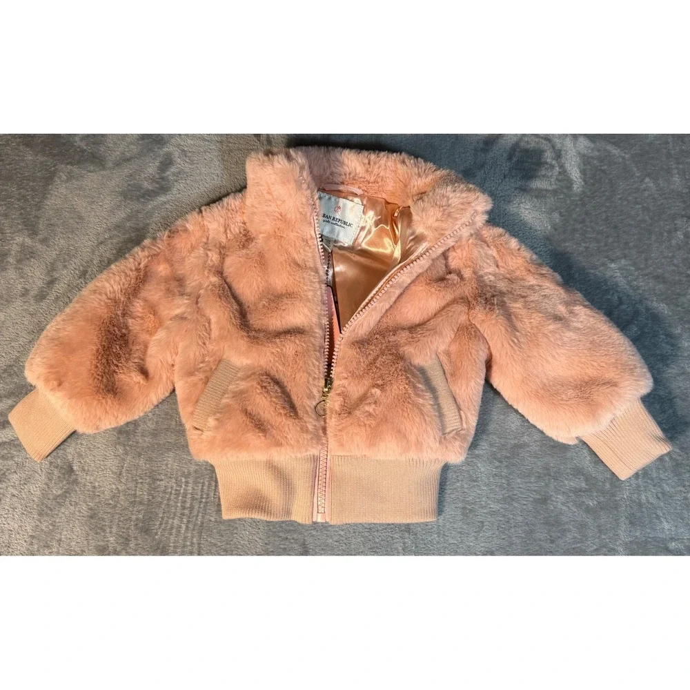 Urban Republic Girls Pink Faux Fur Bomber Jacket 18 Months New With Tags NWT